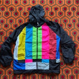 TV Test Pattern Jacket Windbreaker Men's Large NEW